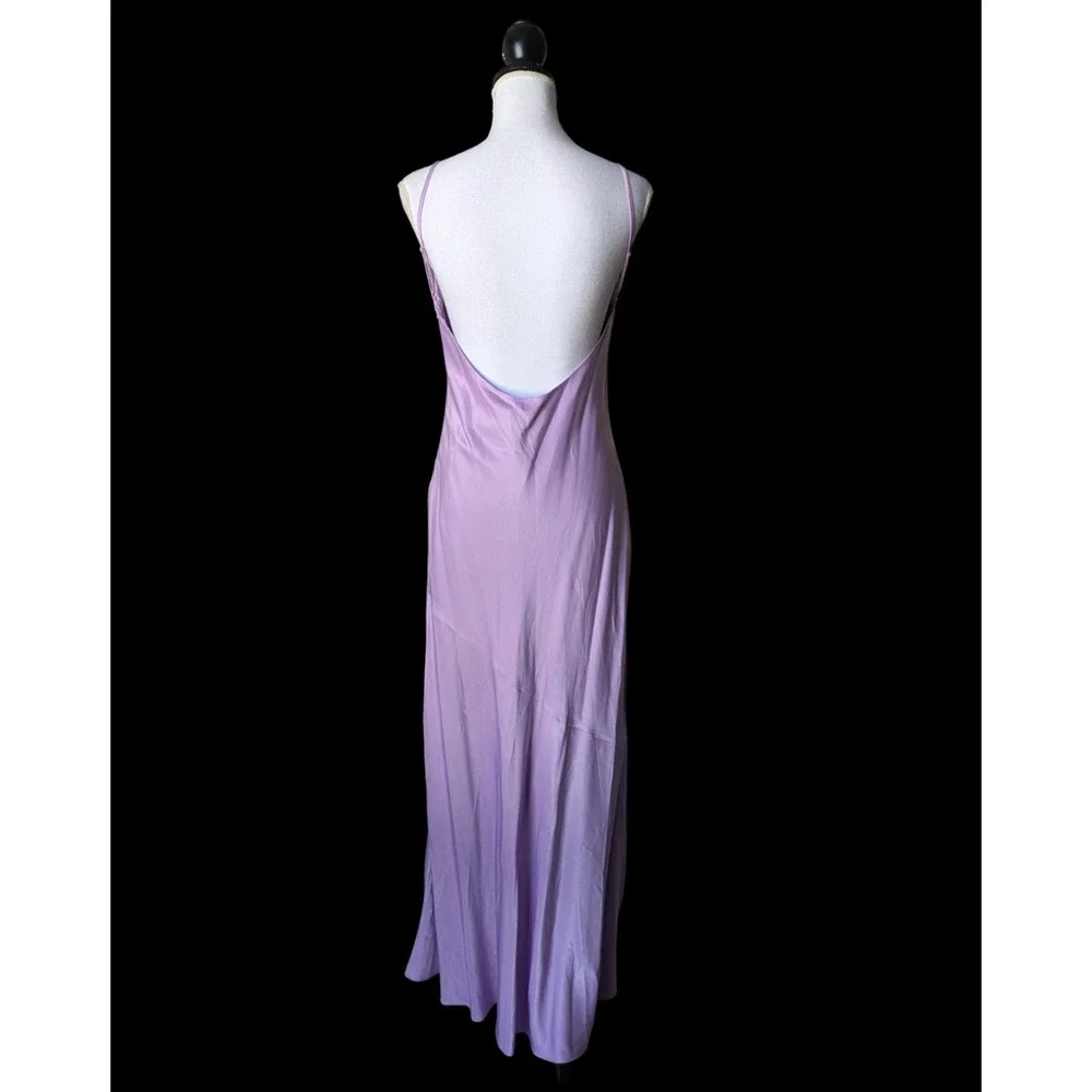 Abercrombie & Fitch Lilac Purple Low Back Gown Maxi Dress New XS Bias Cut Slit
